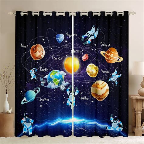 Outer Space Curtains Kids Boys Planet Blackout Curtains,Solar System ...