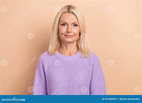 Photo Of Cheerful Positive Good Mood Nice Elderly Lady With Blond