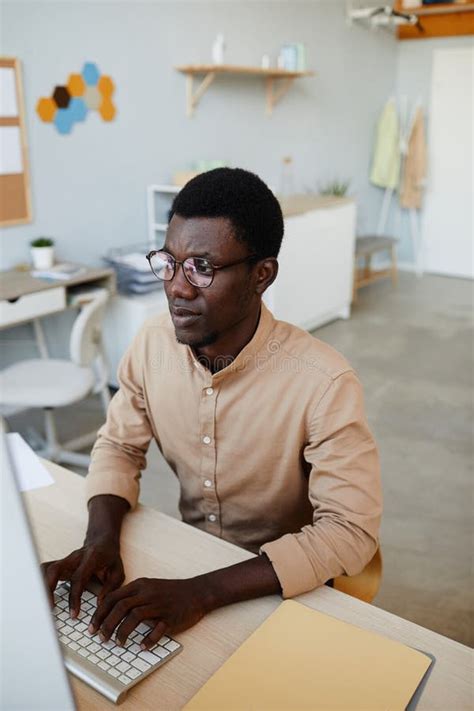Black Young Man Programming Software Stock Photo Image Of Computer
