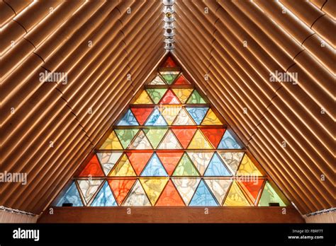 Stained Glass Window At The Cardboard Cathedral Designed By Shigeru Ban Christchurch