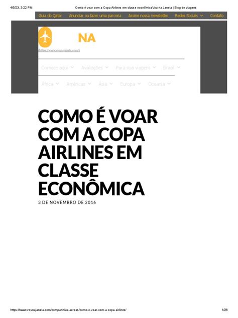 Como É Voar Com A Copa Airlines Em Classe Econômicavou Na Janela Blog De Viagens Pdf Voo