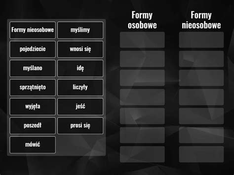 Czasowniki Formy Osobowe I Nieosobowe Group Sort