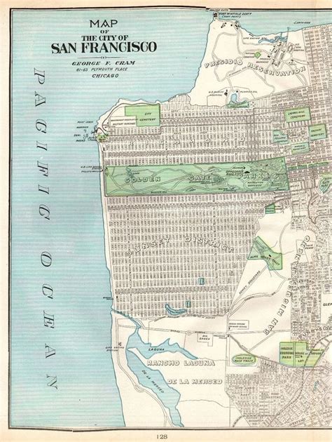 1900 Antique San Francisco Map Vintage Map Of San Francisco California