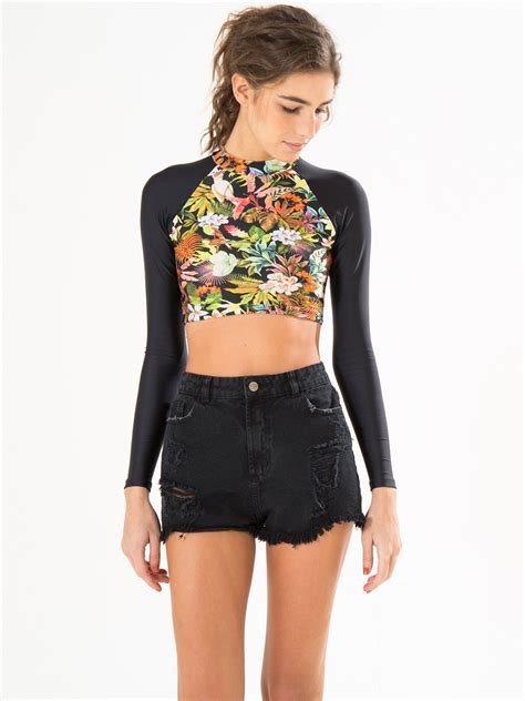 Farm Floral Crop Top Bikini With Long Sleeves Sun Longa