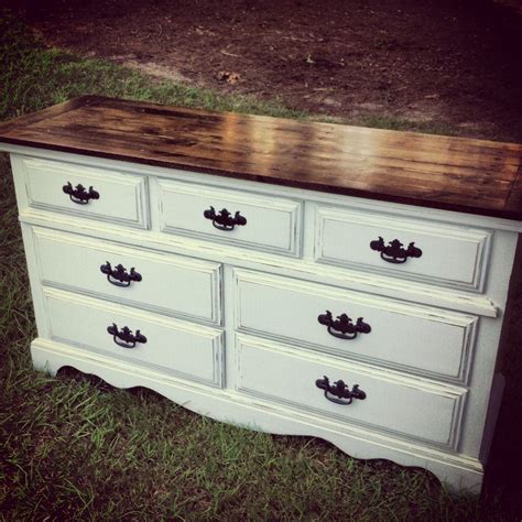 White Dresser With Stained Top - DRESSTA