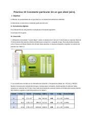 Práctica 10 Constante particular de un gas ideal docx Práctica 10