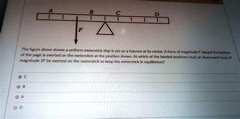 The Figure Above Shows A Uniform Meterstick That Is Set On Fulcrum At