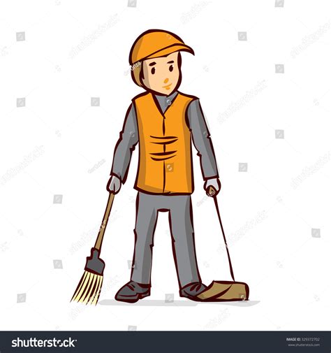 Street Sweeper Work Street Cleaner Public Stock Vector 329372702