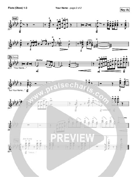 Your Name Flute Oboe Sheet Music PDF New Life Worship PraiseCharts