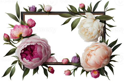 Frame Made Of Peony Flowers On A Transparent Background Png File