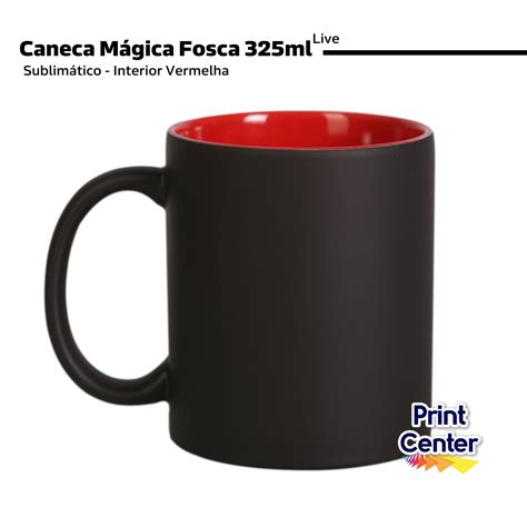 Caneca De Cer Mica Livesub M Gica Preta Fosca Interior Vermelho Ml