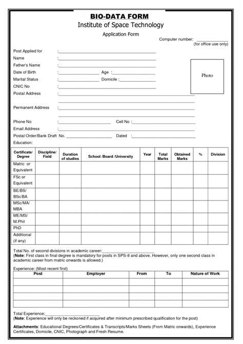 11 Biodata Form Templates Word Excel Samples