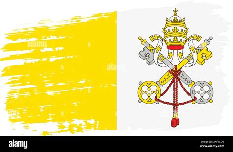 Vatican Flag Wide Brush Stroke On Transparent Background Vector Stock