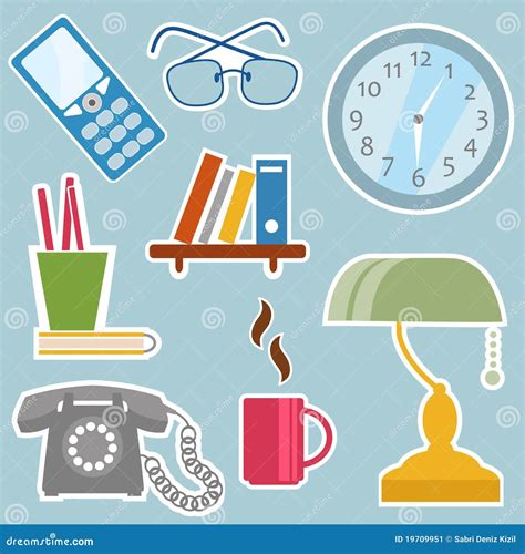 Objetos de la oficina ilustración del vector. Ilustración de teléfono ...