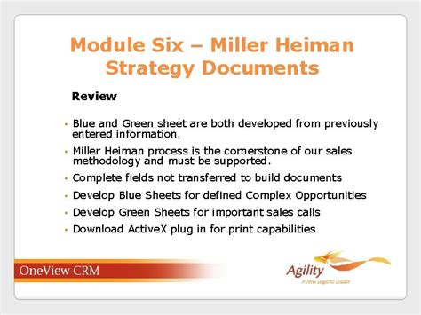 Miller Heiman Strategic Selling Blue Sheets