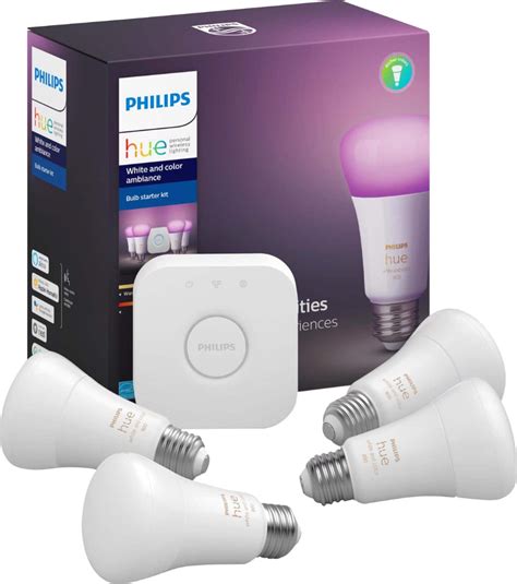 Best Buy Philips Hue White Color Ambiance A19 LED Starter Kit