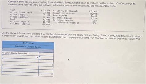 Solved Carmen Camry Operates A Consulting Firm Called Help Chegg