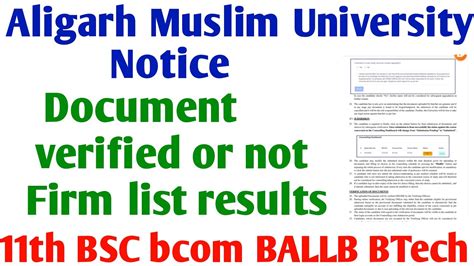 Amu Counseling Documents Verify Or Not Amu Th Bsc Bcom Ballb