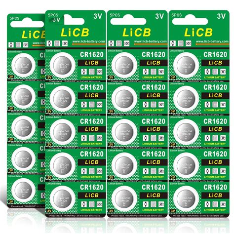 LiCB 20 Pack CR1620 Button Cell Battery 3V Lithium Battery CR 1620