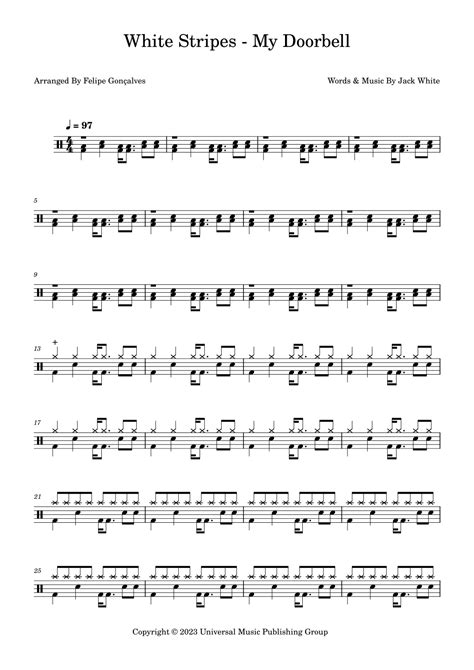 My Doorbell Arr Felipe Gonçalves By White Stripes Sheet Music For Drums At Sheet Music Direct