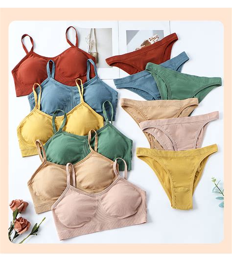 New Sexy Women Wireless Lingerie Set Seamless Tops Set Low Waist Panties Wire Free Bra Bralette