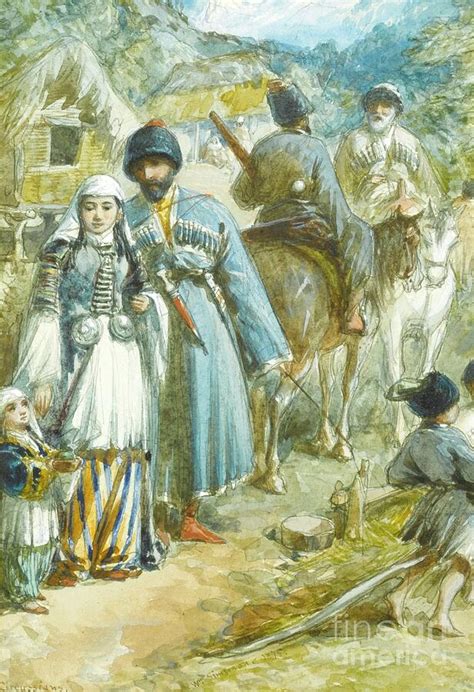 Circassia Tcherkess Of The Soubash Pencil And Watercolor Painting By William Crimea Simpson