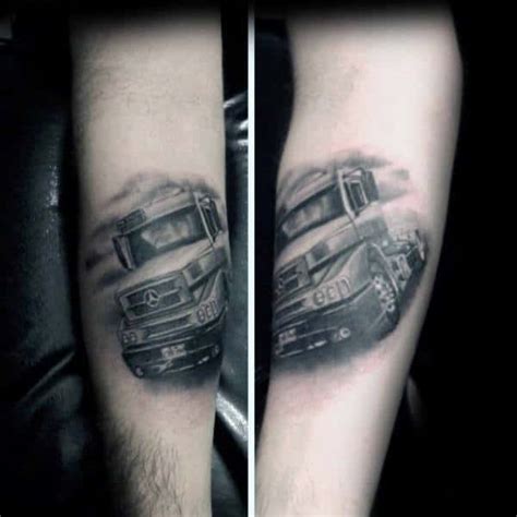 60 Truck Tattoos For Men Vintage And Big Rig Ink Design Ideas Inner