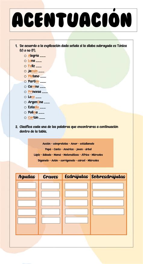 Ficha Interactiva De Acentuaci N Para Cuarto De Primaria Puedes Hacer