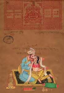 Mughal King Of India Art Of Love Kamsutra Indian Miniature Watercolor