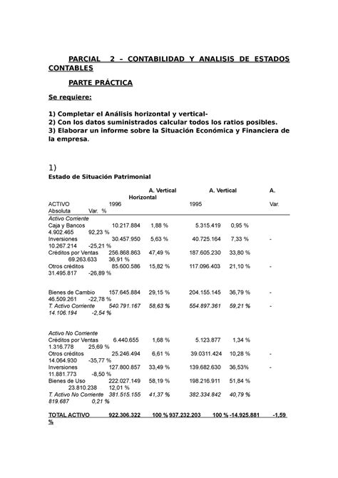 Parcial CAEC Practico PARCIAL 2 CONTABILIDAD Y ANALISIS DE ESTADOS