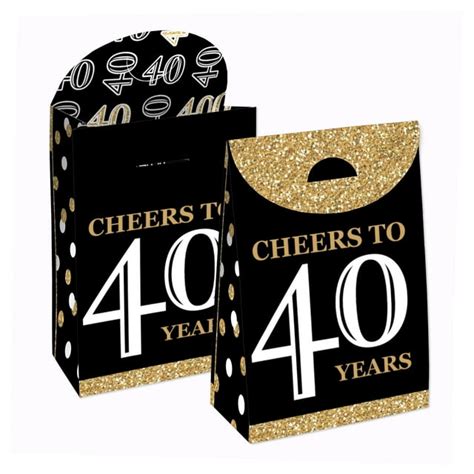 Big Dot Of Happiness Adult 40th Birthday Gold Birthday T Favor Bags Party Goodie Boxes