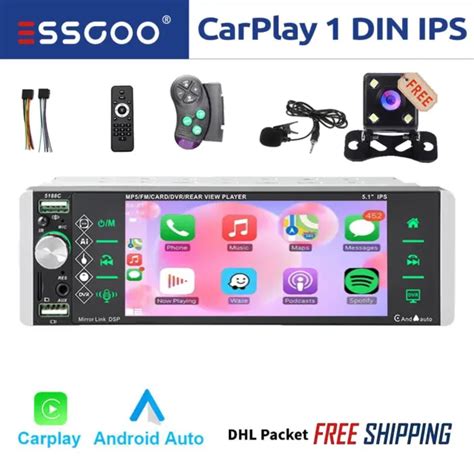 Essgoo Din Autoradio Carplay Android Auto Aux Usb Fm Bluetooth