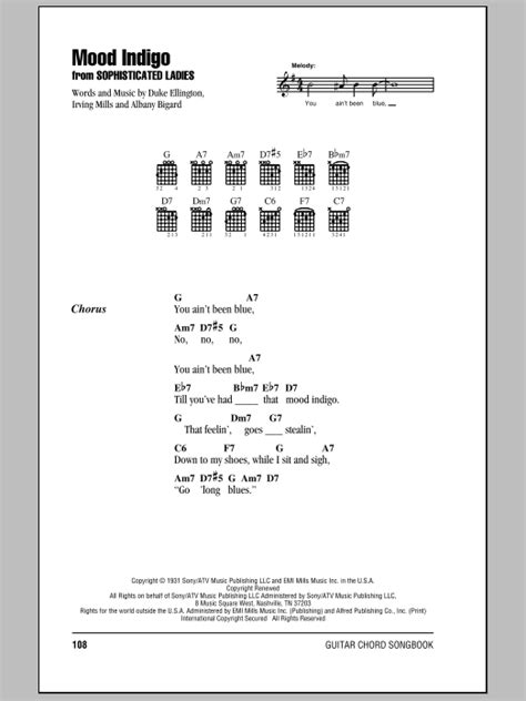 Mood Indigo By Duke Ellington Guitar Chordslyrics Guitar Instructor