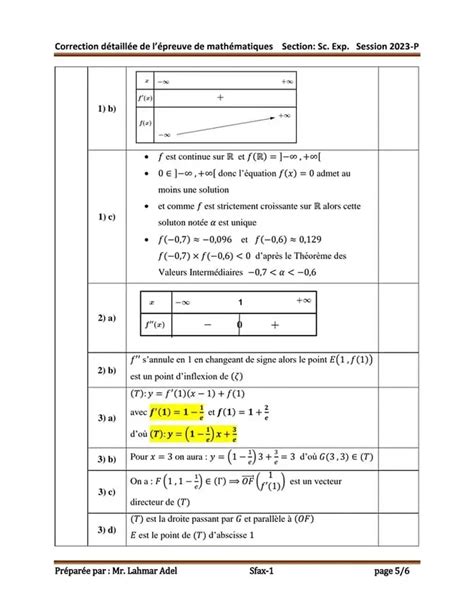 Bac Sc expérimentales Math Une correction détaillée de l épreuve de