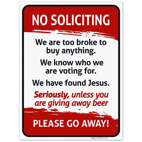 No Soliciting Sign Funny No Soliciting Sign 18x24 Corrugated Plastic