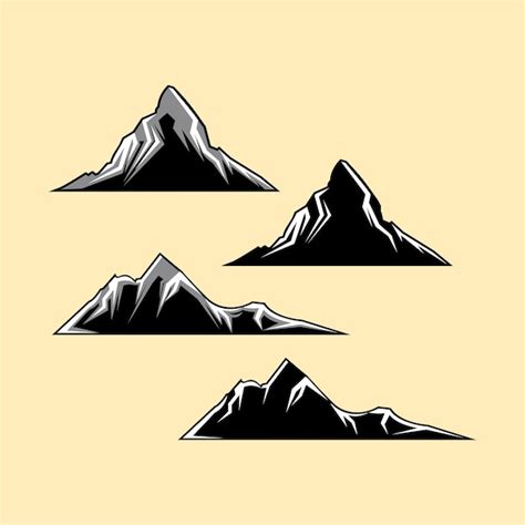 Premium Vector Mountain Peaks Silhouette Elements Vector