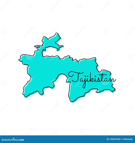 Tajikistan Vector Map Outline With Vintage. | CartoonDealer.com #100970411