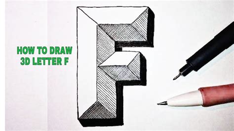 How To Draw 3d Letter F Easy 3d Drawing 3d Letter F Youtube