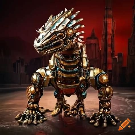 Metallic Steampunk Robot Komodo Dragon On Craiyon