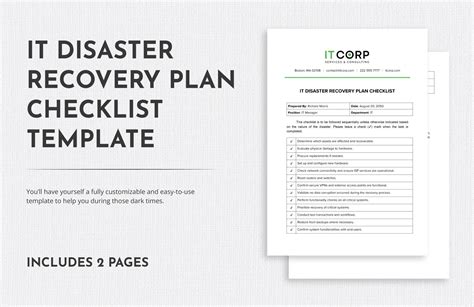 》printable Disaster Recovery Checklist Template