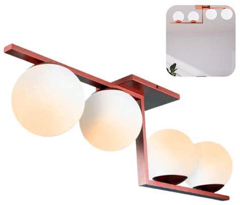 Lustre Luminaria Sobrepor Teto Plafon 4 Globos Vidro Leitoso