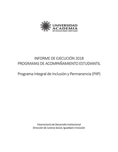 Informe De Impacto Informe De Ejecuci N Programas De