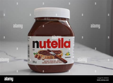 Big Jar Of Nutella Chocolate Hazelnut Spread With Cocoa Stock Photo Alamy