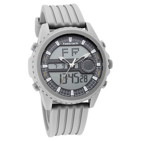 Buy Online Fastrack Streetwear Quartz Analog Digital Grey Dial Pu Strap