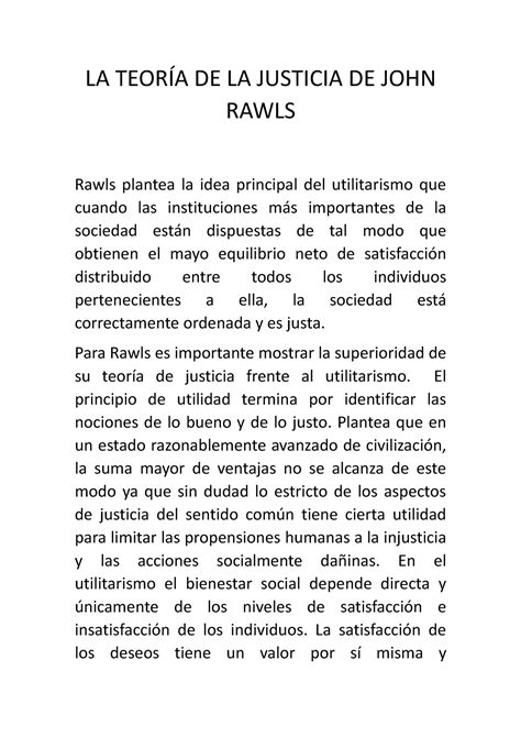 LA Teoría DE LA Justicia DE JOHN Rawls LA TEORÍA DE LA JUSTICIA DE