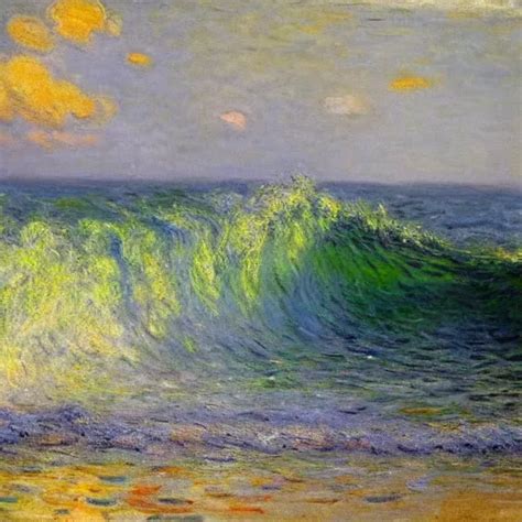 An Impasto Oil Painting Of A Barreling Wave Painted By Stable