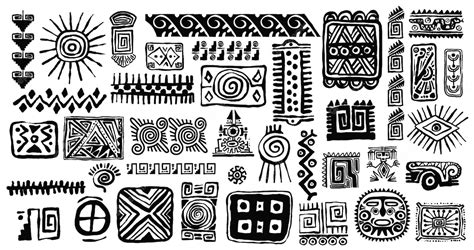 Premium Vector | Set of mexican gods symbols abstract aztec animal bird totem idols ancient inca ...