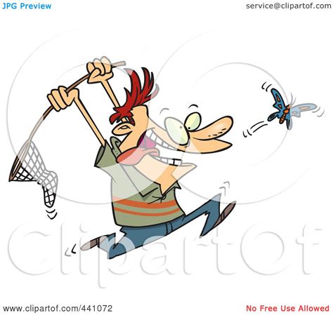 Royalty Free RF Clip Art Illustration Of A Cartoon Man Chasing A