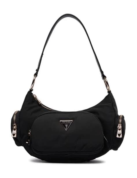 Bolso Guess Eco Gemma Negro Medialuna Con Asa Para Mujer