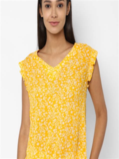 Buy Allen Solly Woman Yellow And Deep Lemon Floral Print Top Tops For